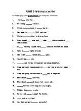 Đề kiểm tra 15 phút môn Tiếng Anh Lớp 8 - Unit 3 Articles(aanthe) - Ms Nhung